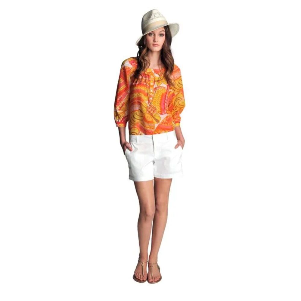 Trina Turk Banana Republic Collection Sz 0 Silk Blend Retro Style Summer Blouse